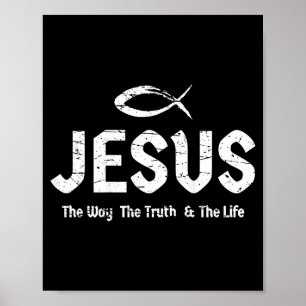 (kunst op achterzijde) Bijbel Johannes 14_6 Jezus Poster