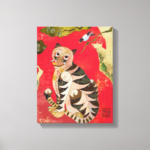 Kunst op de Mapentaart en de Tijger-Koreanen Canvas Afdruk