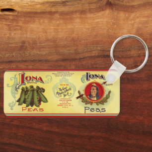 Kunst op oud groentebliklabel, Iona-merkerwten Sleutelhanger