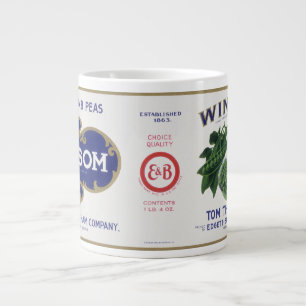 Kunst op oud groentebliklabel, Winsom Erwten Extra Grote Beker