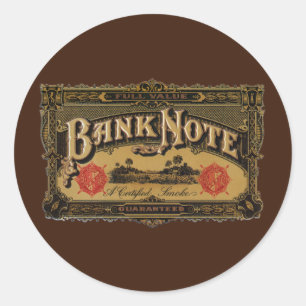 Kunst op oude sigarenlabels, bankbiljet geld finan ronde sticker