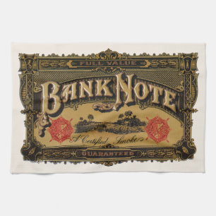 Kunst op oude sigarenlabels, bankbiljet geld finan theedoek