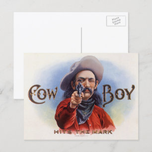 Kunst op oude sigarenlabels, Cowboy raakt de roos Briefkaart