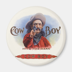 Kunst op oude sigarenlabels, Cowboy raakt de roos Magneet