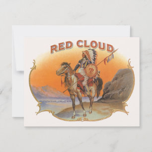 Kunst op oude sigarettenlabel, Rode Wolk Indiaan o