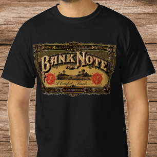 Kunst op oude sigarettenlabels, bankbiljet geld fi t-shirt