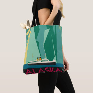Kunst op vintage reisposter van Alaska, Taku-glets Draagtas