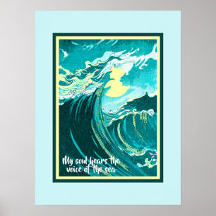 Kunst over een Stormy Zee met Citaat Poster