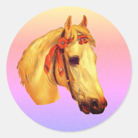  Kunst Palomino-paarden Ronde Sticker (Voorkant)