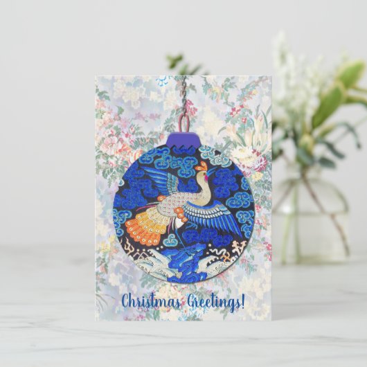 Kunst Pauw Kerstversiering Platte Kaart (Staand voorkant)