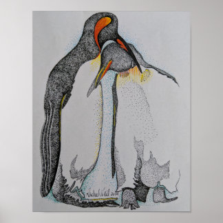 Kunst, pinguïns, peuteren, tekenen, kunst poster
