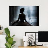 Kunst poster met silhouet van een danser (Thuiskantoor)