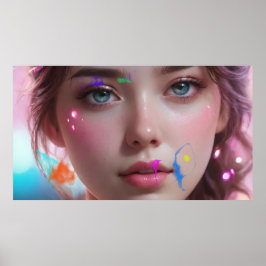 Kunst Potpourri  AI Meisje en Abstract Poster