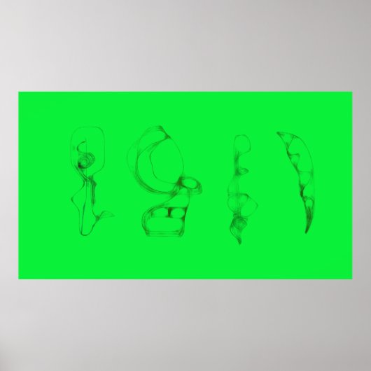 Kunst Potpourri Groene Minimalistische Tekening Poster (Voorkant)