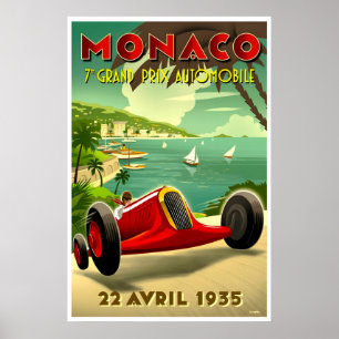 Kunst Retro Poster Monaco Race Auto Reis Poster