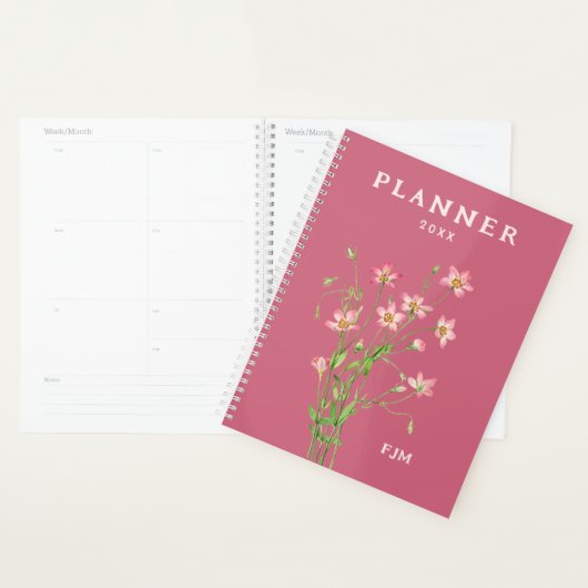 Kunst Roze Wildflowers Gepersonaliseerde Planner (Display)