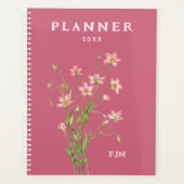 Kunst Roze Wildflowers Gepersonaliseerde Planner (Voorkant)