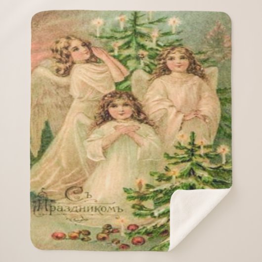  Kunst Russische kerstangels Sherpa Deken (Voorkant)