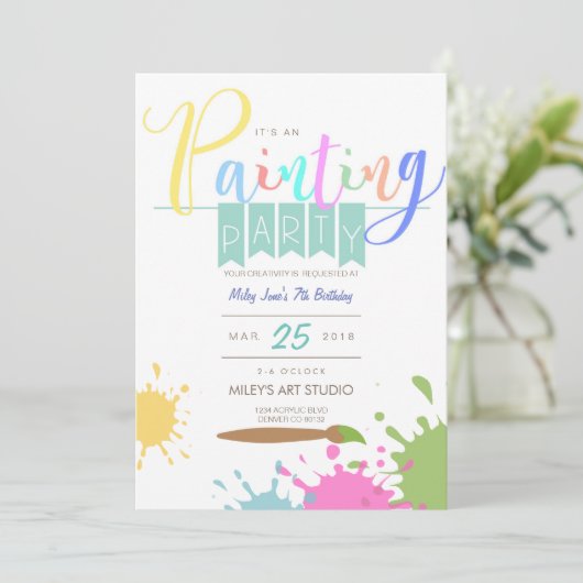 Kunst | Schilderfeest Uitnodiging (Staand voorkant)