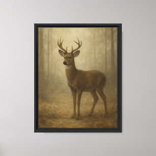 kunst schilderij van een hert in het bos canvas afdruk