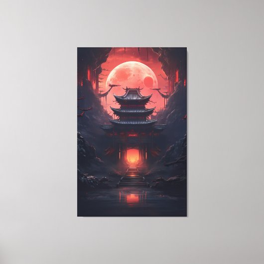 Kunst Schilderij Yin en Yang brug en tempel Canvas Afdruk (Voorkant)