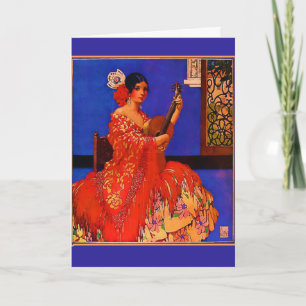 kunst Senorita met gitaar Notecards Kaart