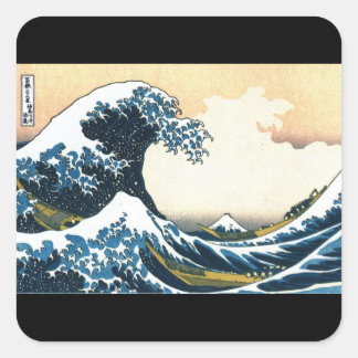 Kunst sticker, Hokusai, De Grote Golf Vierkante Sticker