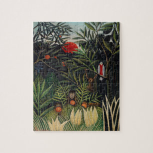 Kunst ter illustratie van bosapen en vogels legpuzzel