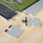 Kunst ter illustratie van fietsdame en hond legpuzzel (Zijkant)