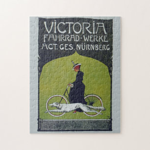 Kunst ter illustratie van  fietsdame en hond legpuzzel