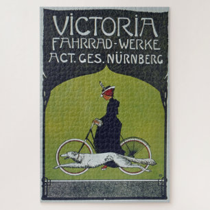 Kunst ter illustratie van  fietsdame en hond legpuzzel