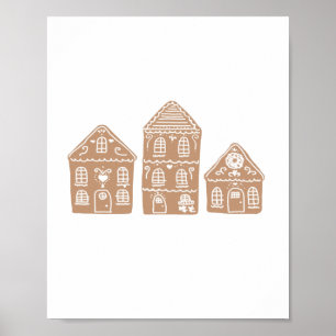 Kunst ter illustratie van Gingerbrood House Villag Poster