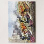 Kunst ter illustratie van  stuurstoomtreinen legpuzzel (Verticaal)