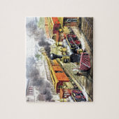 Kunst ter illustratie van  stuurstoomtreinen legpuzzel (Verticaal)