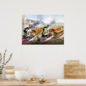 Kunst ter illustratie van  stuurstoomtreinen poster (Keuken)
