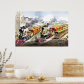 Kunst ter illustratie van stuurstoomtreinen poster (Keuken)