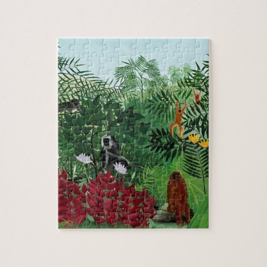 Kunst ter illustratie van tropische bosapen legpuzzel (Verticaal)