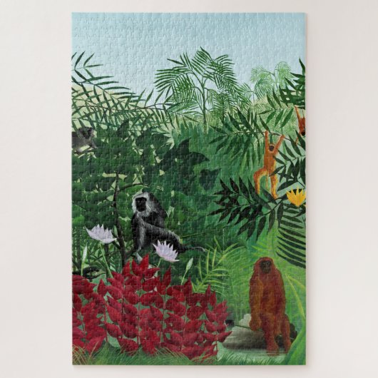Kunst ter illustratie van  tropische bosapen legpuzzel (Verticaal)