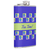 Kunst Thee Tijd Groen/Blauw Herhalend Ontwerp Heupfles (Rechts)