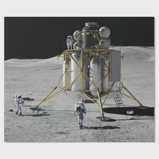 Kunst van Altair Lunar Lander en Astronauts Cadeaupapier (Vlak)