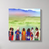 Kunst van Amerikaanse Indiaanse viering op canvas (Voorkant)