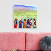 Kunst van Amerikaanse Indiaanse viering op canvas Afdruk (Insitu (Woonkamer))