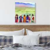 Kunst van Amerikaanse Indiaanse viering op canvas Afdruk (Insitu (Slaapkamer))