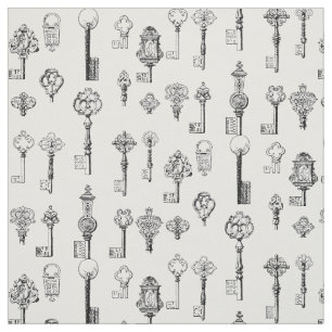  Kunst van Antiek Victoriaans Era Keys Pattern Stof