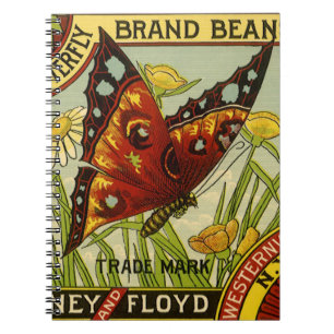 Kunst van antieke groentelabels, Butterfly merk bo Notitieboek