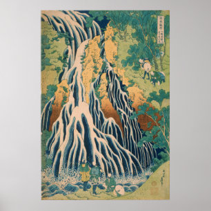 Kunst van antieke Hokusai-houtblok Kirifuri-waterv Poster