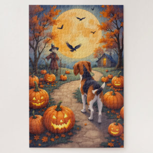 Kunst van Beagle Behekste Pompoenveld Halloween Legpuzzel