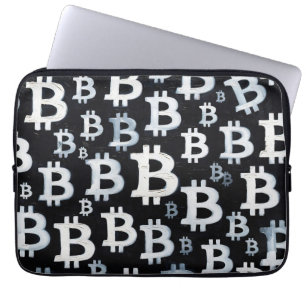 Kunst van Bitcoin (BW #1) olieverfschilderij Laptop Sleeve