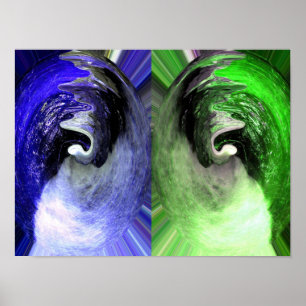 Kunst van blauwe en groene planeten poster