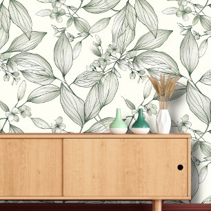 Kunst van botanische bladeren behang